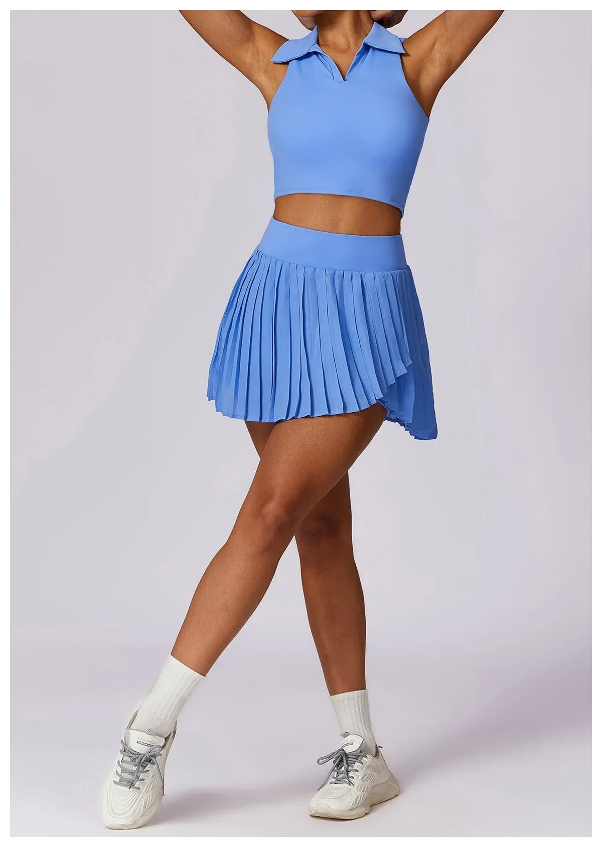 No. 7 Matching Set, Tennis Pleated Skirt With Under Shorts And Pocket, Sleeveless Collar Shirt