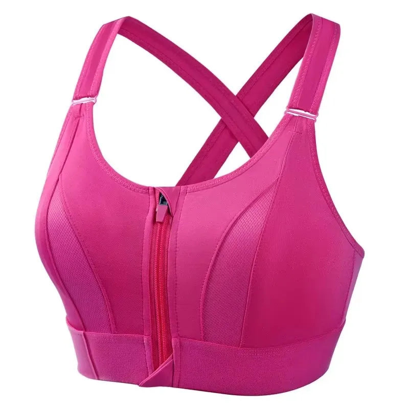 No. 8 Sports Bra, Front Zipper, Shockproof, Adjustable, High Impact Strap, Extended Sizes Available
