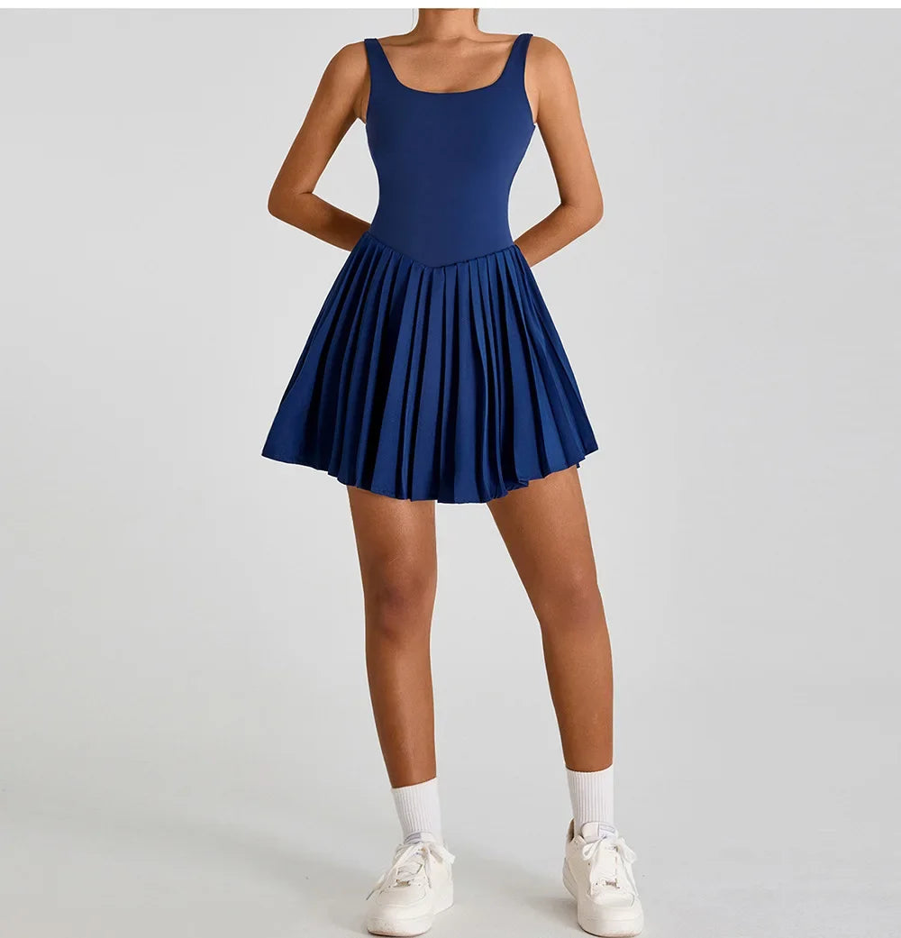 No. 1 Dress, Second Skin Tennis Dress, Pleated, Back Cutout, Under Shorts W/Pockets