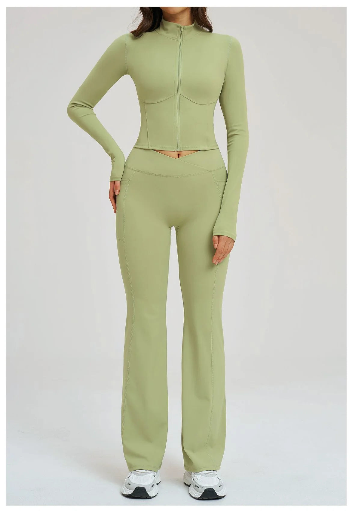 No. 8 Jacket, 2PC, Cropped, Corset, Jacket With Crossover, High-Waist Flared Legging