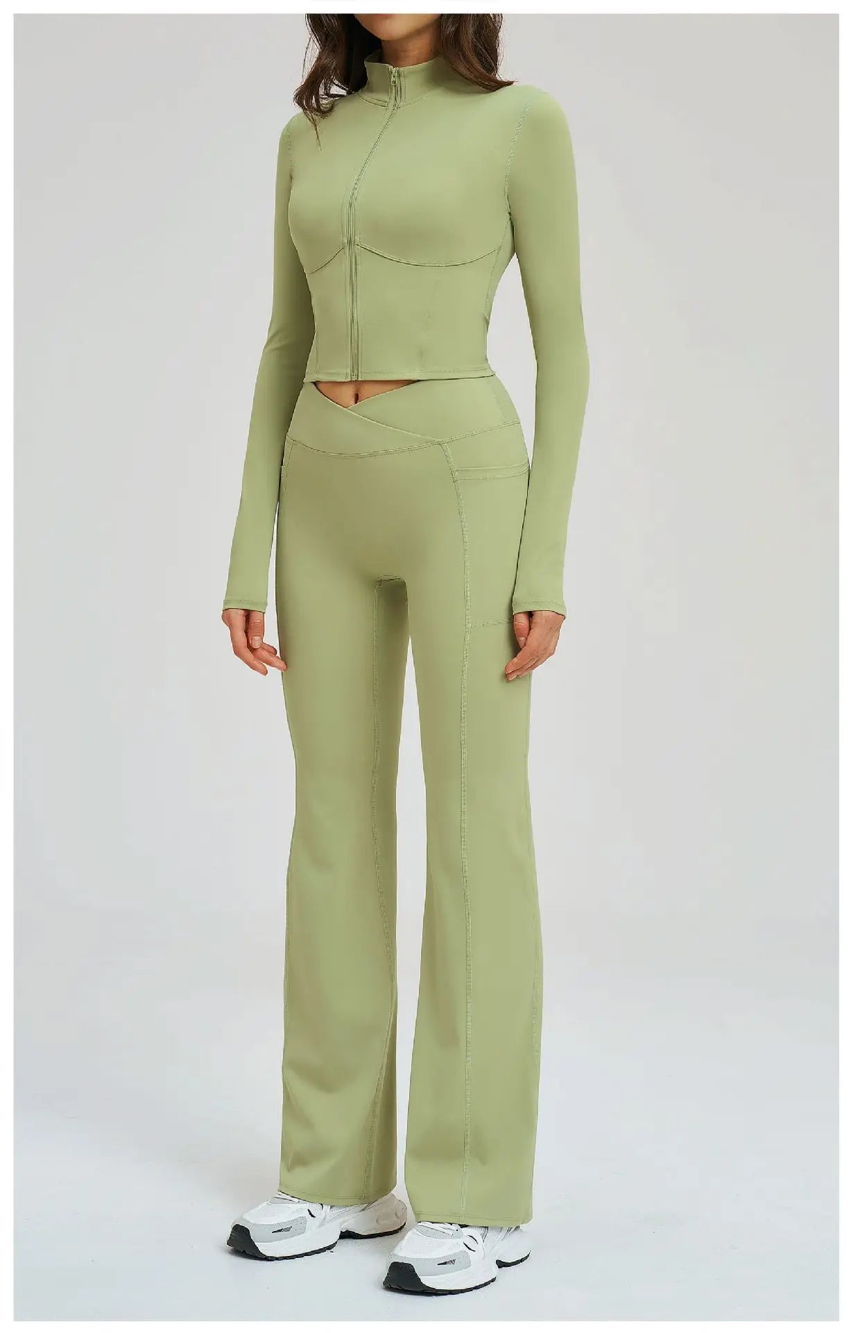 No. 8 Jacket, 2PC, Cropped, Corset, Jacket With Crossover, High-Waist Flared Legging