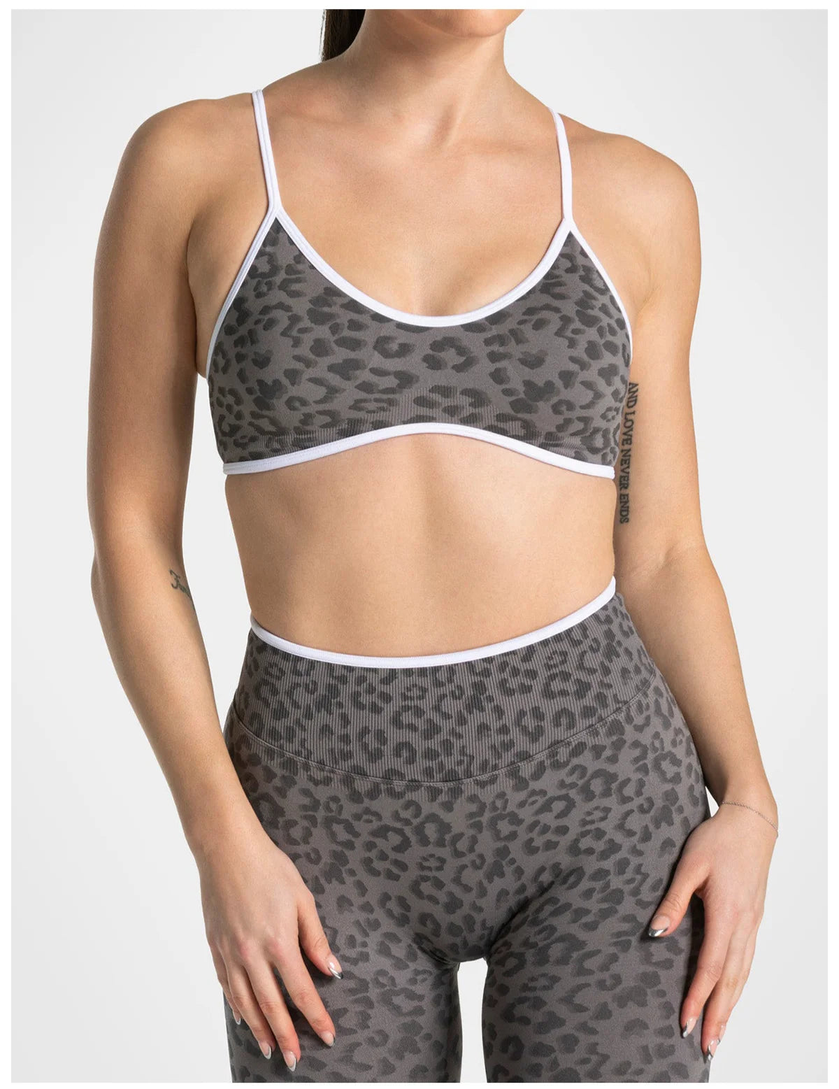 No. 1 Matching Set, Desert Leopard Performance 2 PC Set Scoop Neck Bralette, Premium Micro Ribbed, Seamless Legging