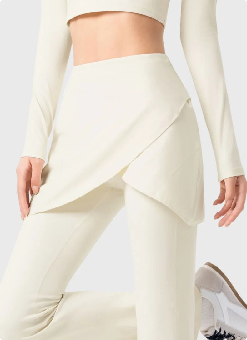 No. 8 Legging, 1 PC, Faux Wrap Skirt With Flare Legging, High-Waist, Dry Fit, Non-Restrictive, Casual