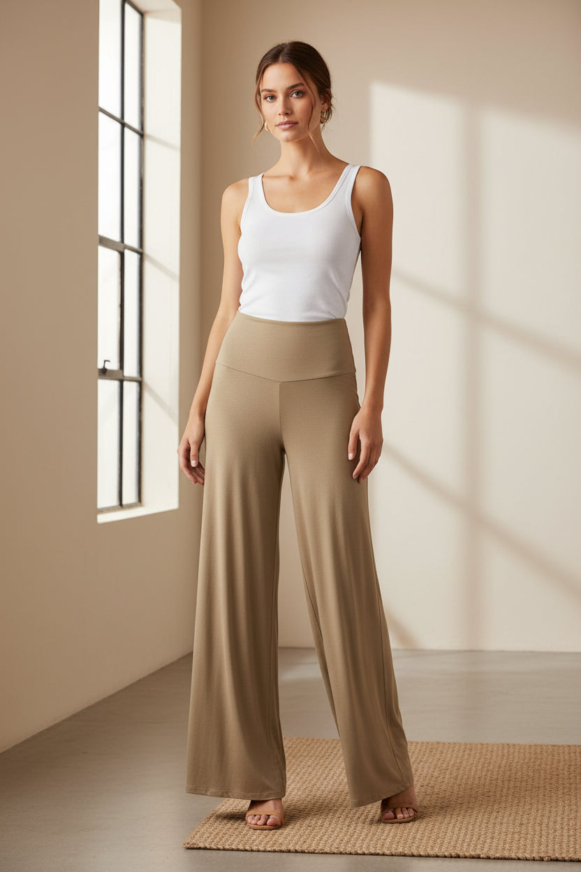 No. 8 Loungewear Pant, Fold Over, High Waist, Soft, Wide Leg, Palazzo Pant