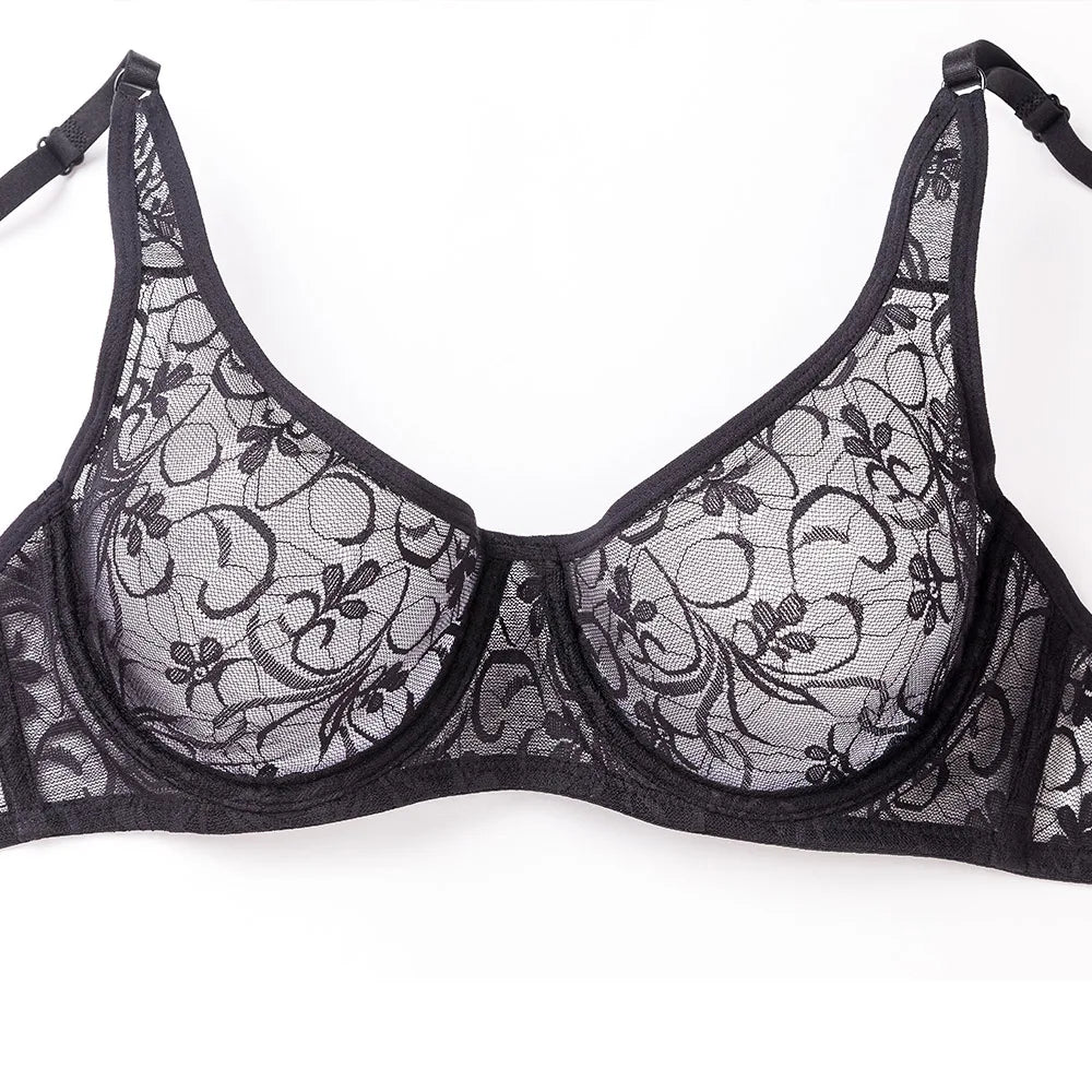No. 5 Lingerie Bra, Sheer Bralette, French Lace, Intentionally Sheer, Adjustable