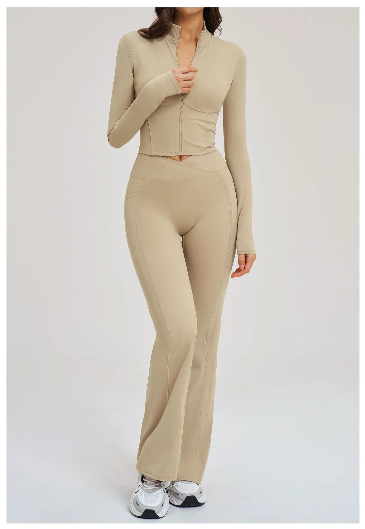 No. 8 Jacket, 2PC, Cropped, Corset, Jacket With Crossover, High-Waist Flared Legging