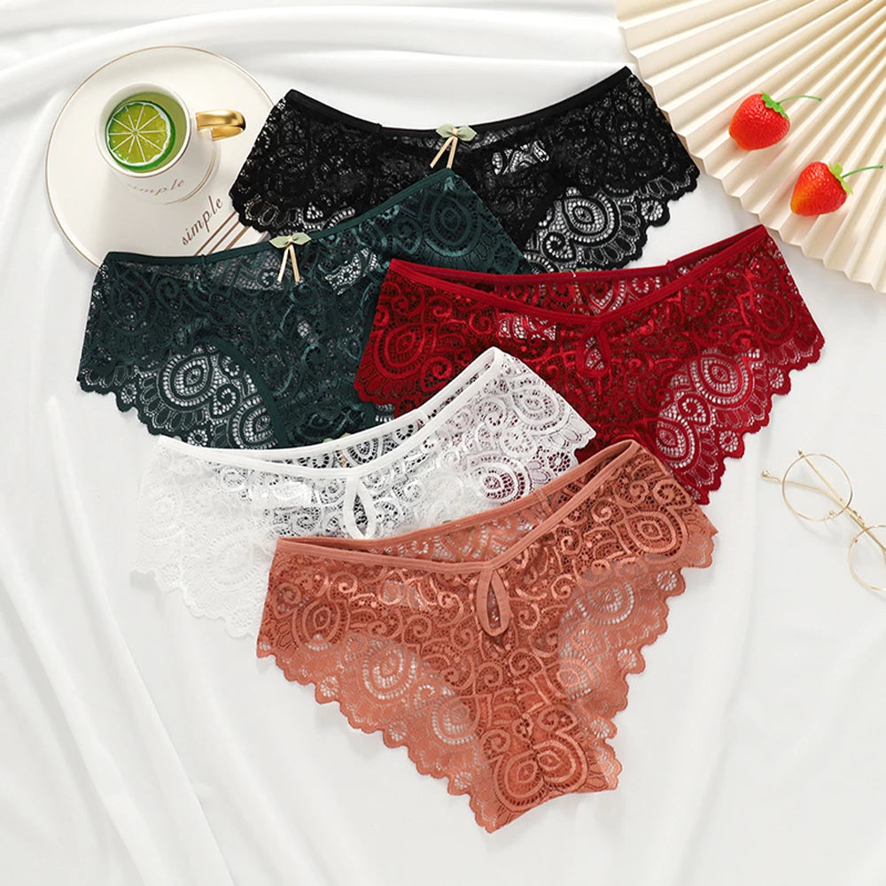 No. 5 Lingerie Panty, Low Rise, Lace, French Cut Rear With Key Hole and Scalloped Detailing