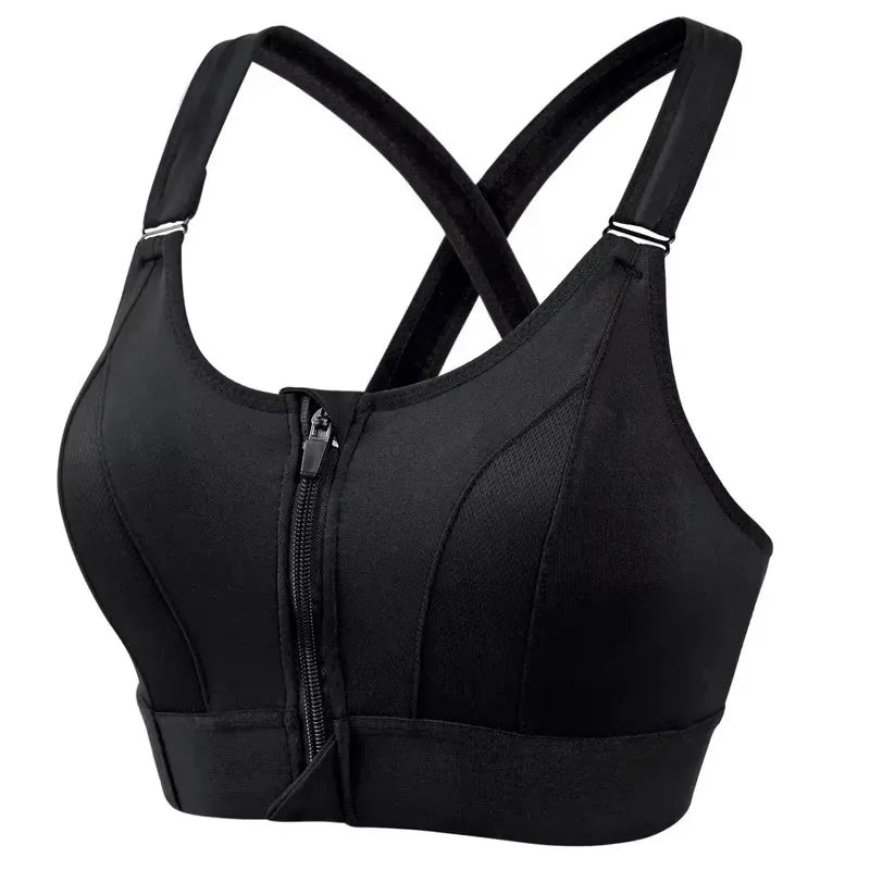No. 8 Sports Bra, Front Zipper, Shockproof, Adjustable, High Impact Strap, Extended Sizes Available
