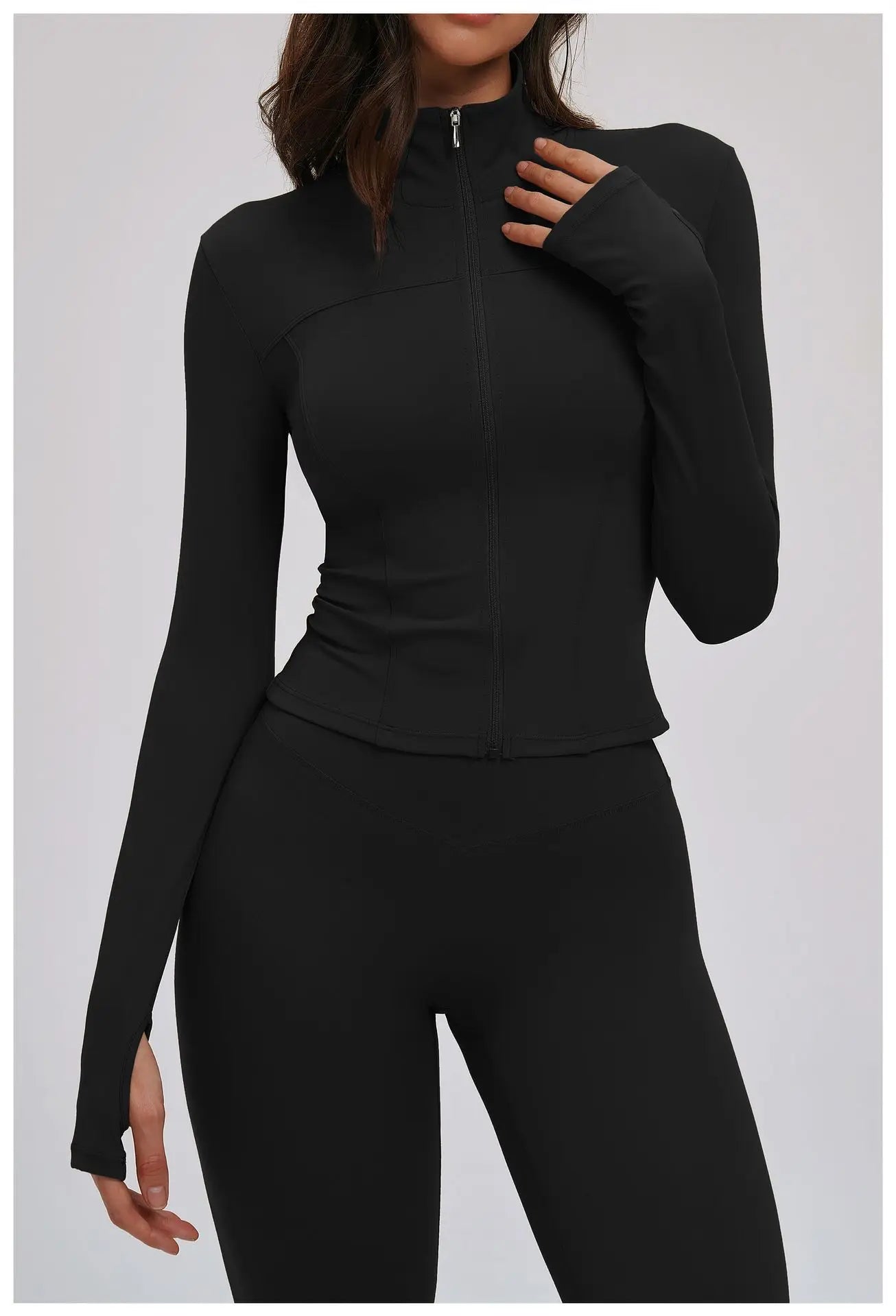No. 5 Jacket, Convertible Collar, Structured Design, Smoothing, Long Sleeve, Full Zipper