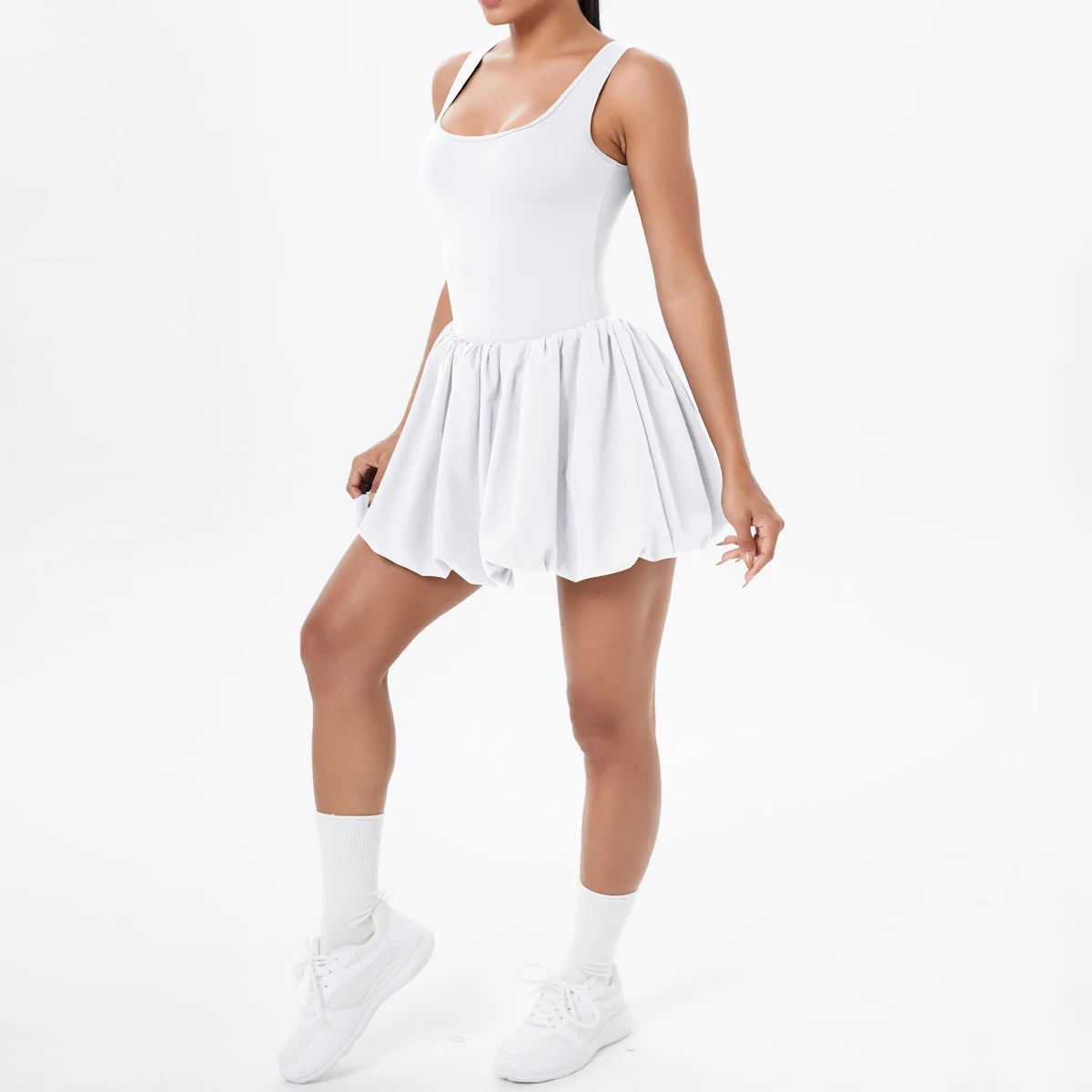 No. 4 Dress, Buttery, Tennis Dress, Bubble Skirt, Scoop Neck, True Fit Straps, Under Shorts