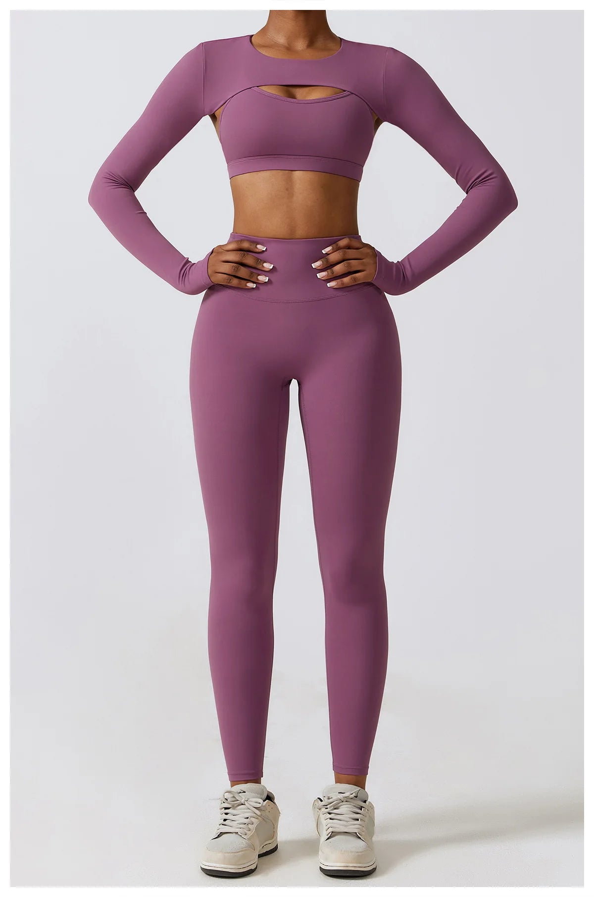 No. 3 Long Sleeve Shirt, Peekaboo Built In Bra, Cropped, Long Sleeve