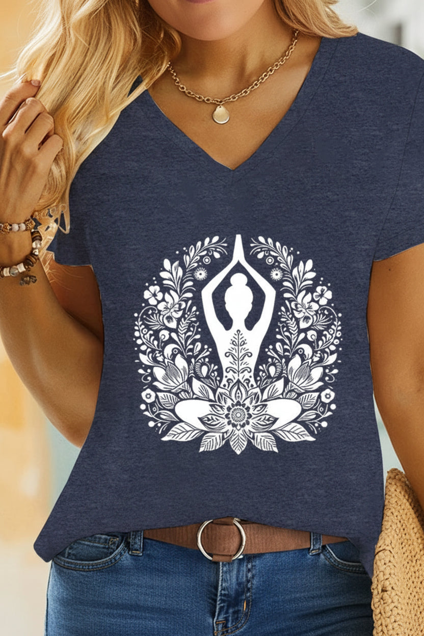 No. 8 Short Sleeve Shirt, Relaxed, V Neck, Favorite T-Shirt, Cotton, Soft Essential, Inclusive Sizing