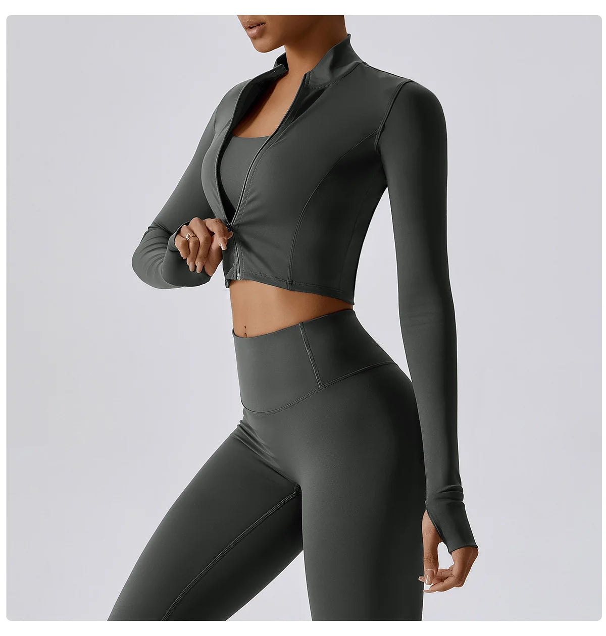 No. 2 Jacket, Super Cropped, Piping Along Curves, Slim Fit, Full Zip