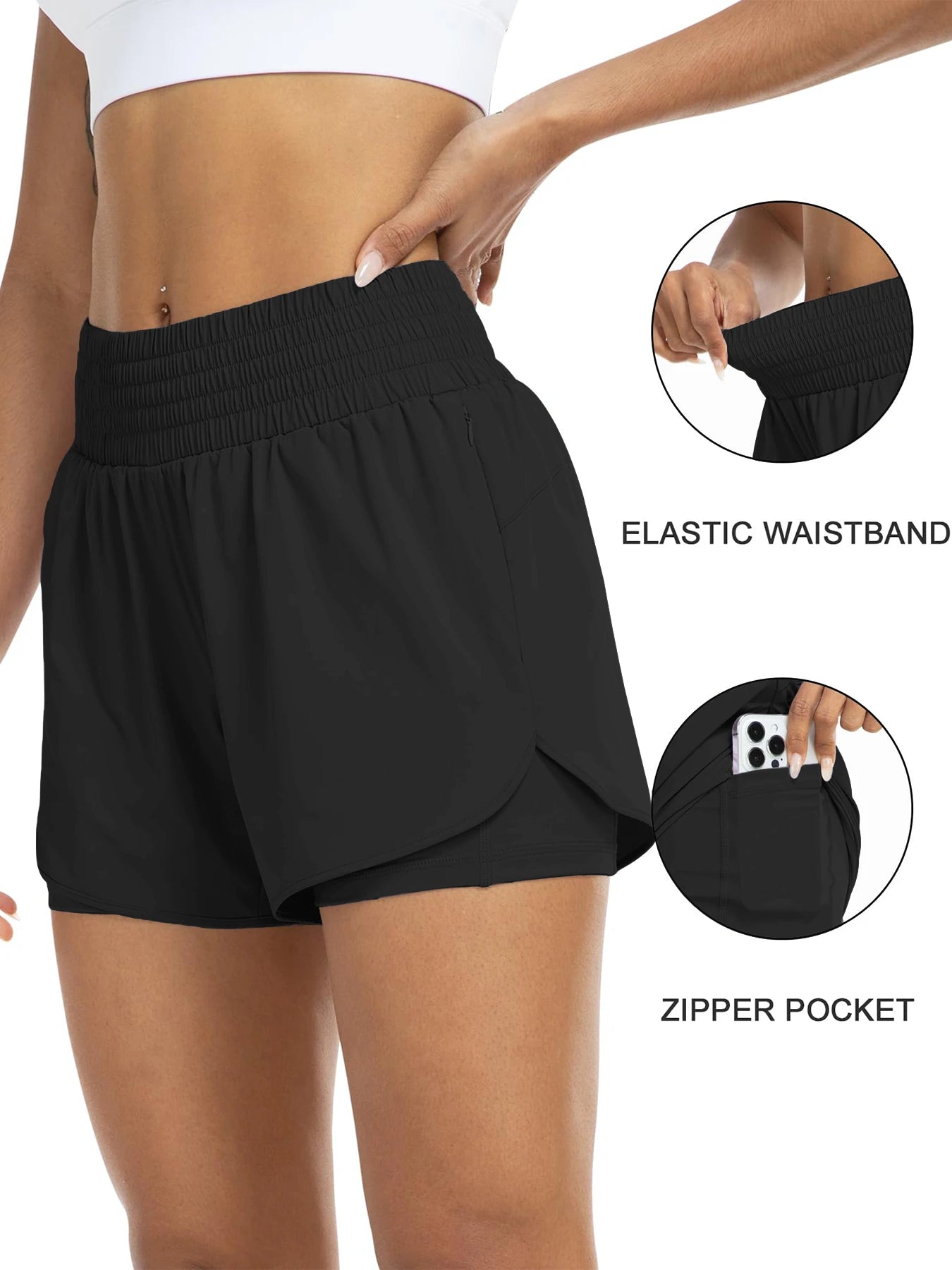 No. 1 Short, Breezy Runner, High-Waisted, Athletic, Layered Design With Under Shorts