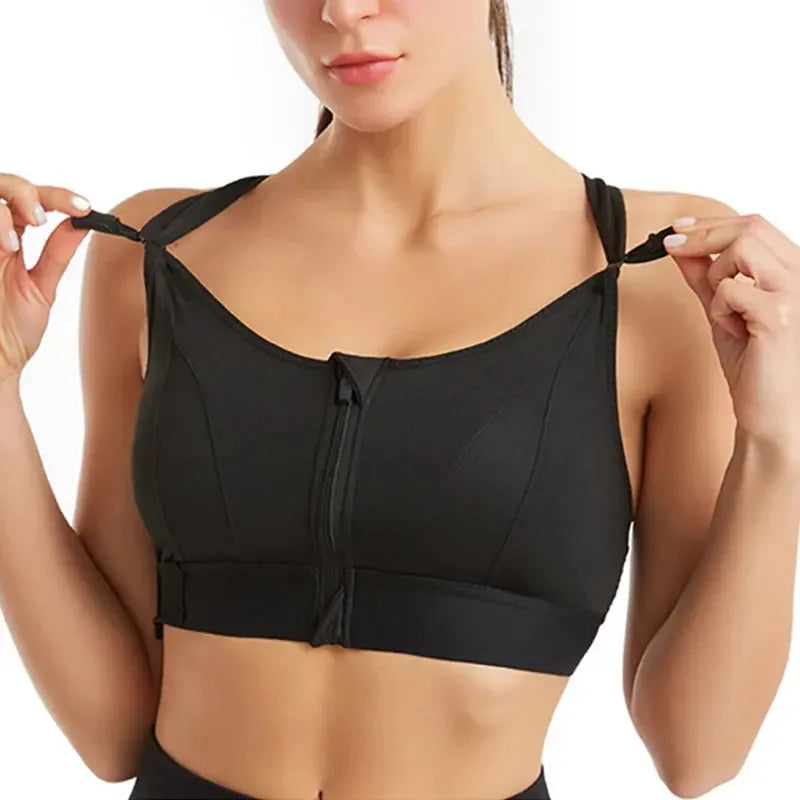 No. 8 Sports Bra, Front Zipper, Shockproof, Adjustable, High Impact Strap, Extended Sizes Available