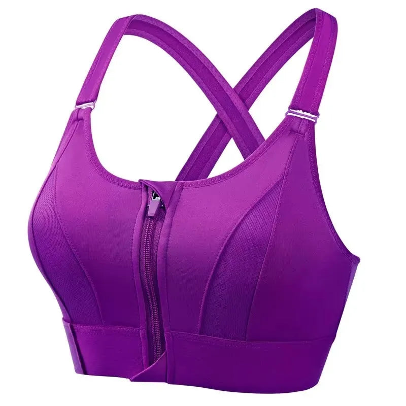 No. 8 Sports Bra, Front Zipper, Shockproof, Adjustable, High Impact Strap, Extended Sizes Available