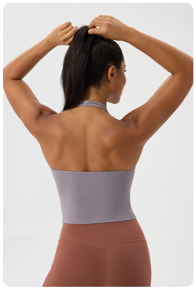 No. 5 Tank Top, Halter Cut,  V Neck, Front Wrap, Waist Length