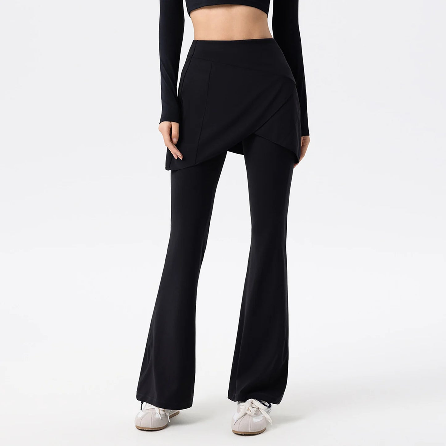No. 8 Legging, 1 PC, Faux Wrap Skirt With Flare Legging, High-Waist, Dry Fit, Non-Restrictive, Casual