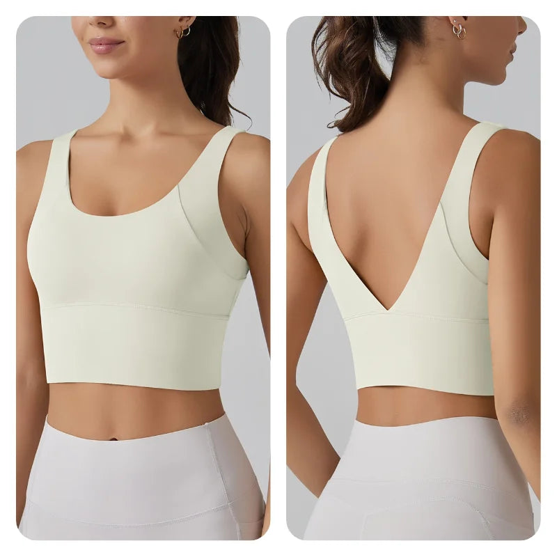 No. 4 Tank Top, Seamless, Compressive, Plunge V Back, Cropped, Running, Training