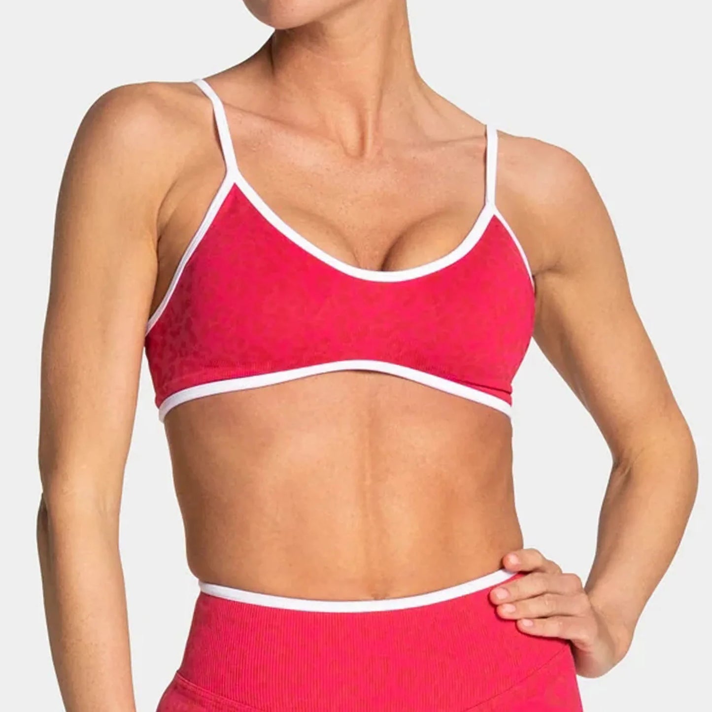 No. 1 Matching Set, Desert Leopard Performance 2 PC Set Scoop Neck Bralette, Premium Micro Ribbed, Seamless Legging