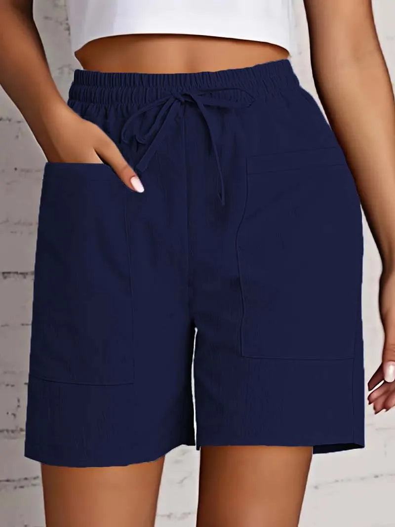 No. 2 Shorts, High-Waist, Mid-Thigh, Loose Fit, Front Flat Pockets With Draw String, Casual