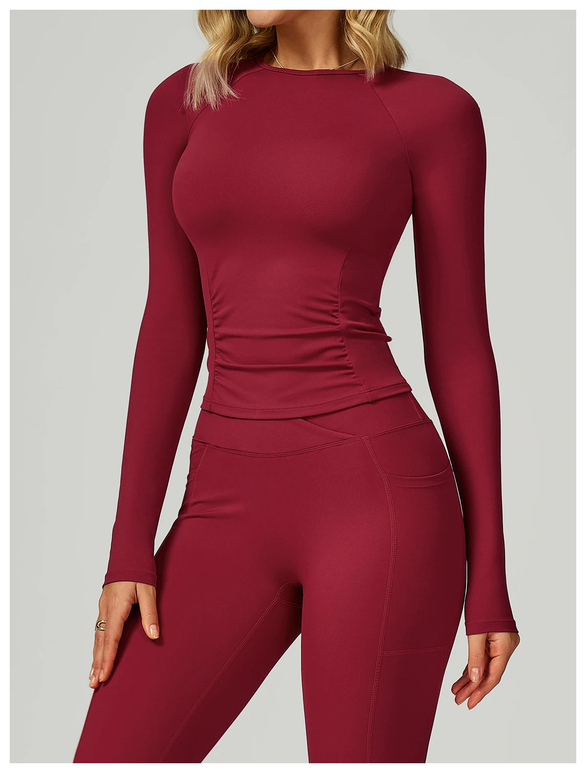 No. 6 Long Sleeve Shirt, Yummy Tummy Ruching, Athletic, Compressive, Dry Fit, Full Coverage