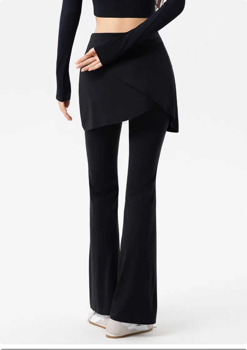 No. 8 Legging, 1 PC, Faux Wrap Skirt With Flare Legging, High-Waist, Dry Fit, Non-Restrictive, Casual