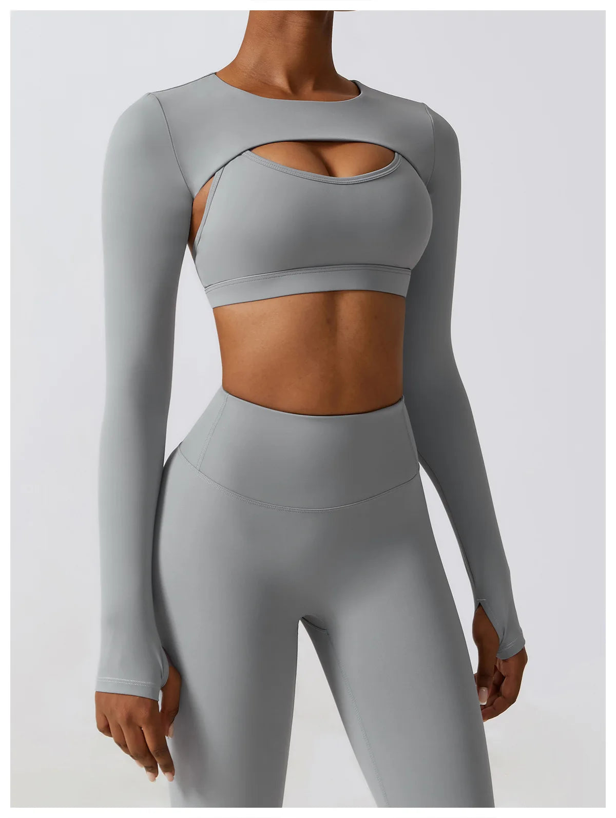 No. 3 Long Sleeve Shirt, Peekaboo Built In Bra, Cropped, Long Sleeve