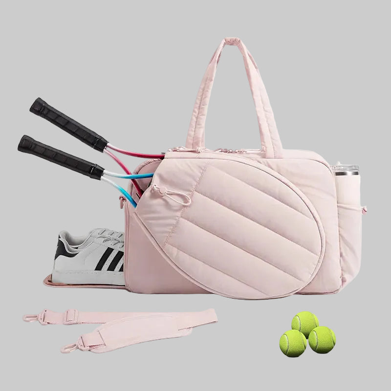 No. 3 Tote, Court-to-Studio Quilted Duffel, Dedicated Racket Storage, Separate Shoe Compartment