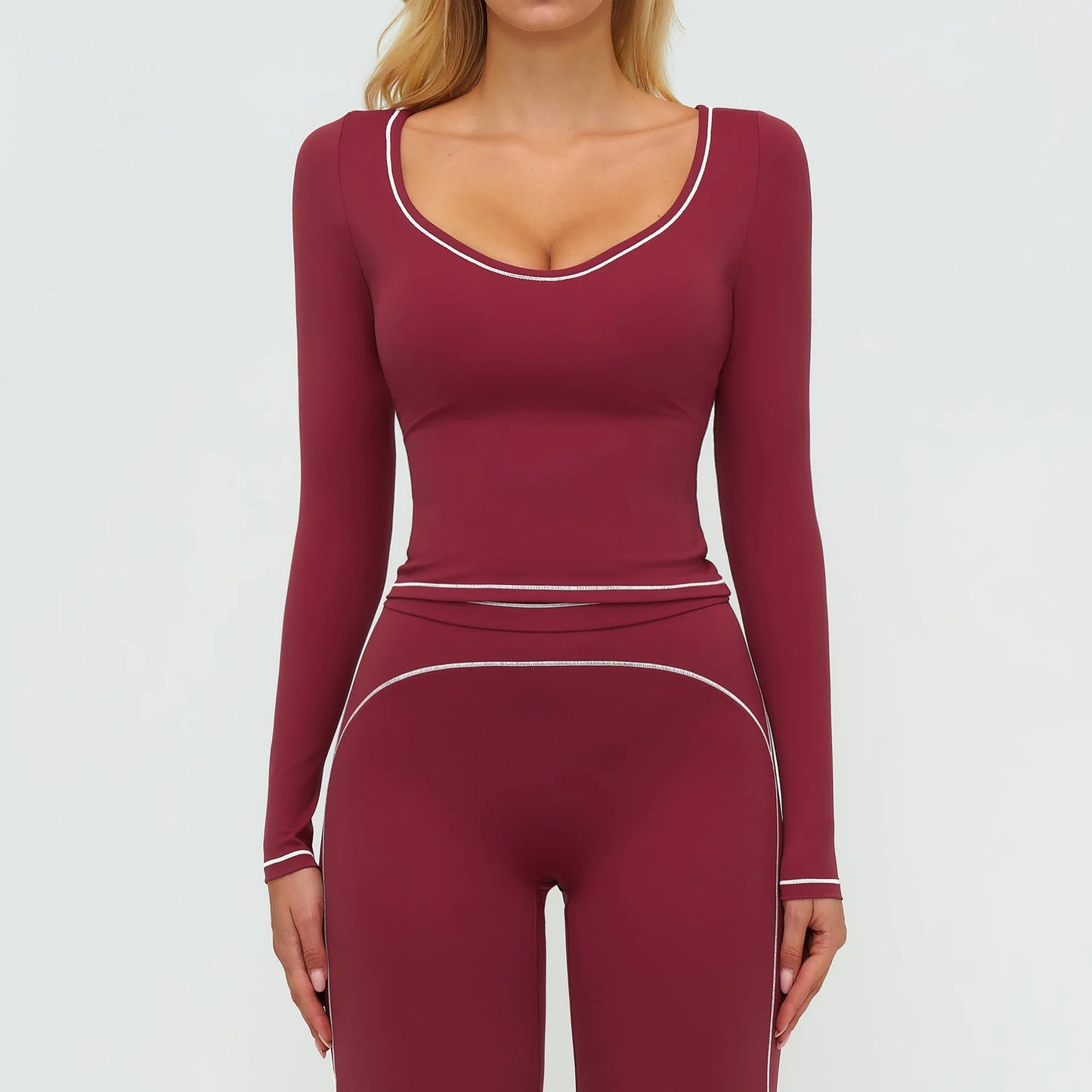 No. 7 Long Sleeve Shirt, Sweetheart Neckline, Long Sleeve, Dry Fit, Athletic