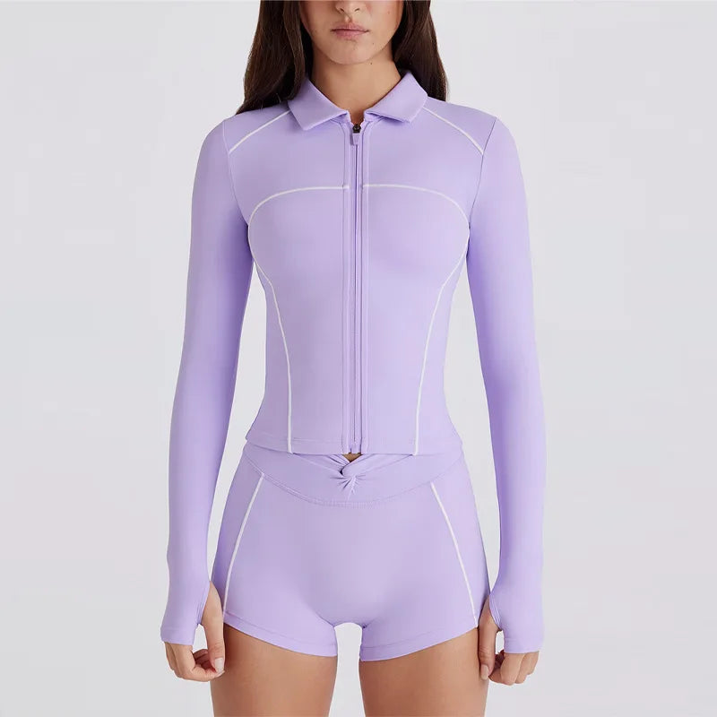 No. 5 Matching Set, 2PC Line Up Long Sleeve Micro Short Set