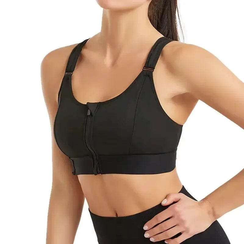 No. 8 Sports Bra, Front Zipper, Shockproof, Adjustable, High Impact Strap, Extended Sizes Available