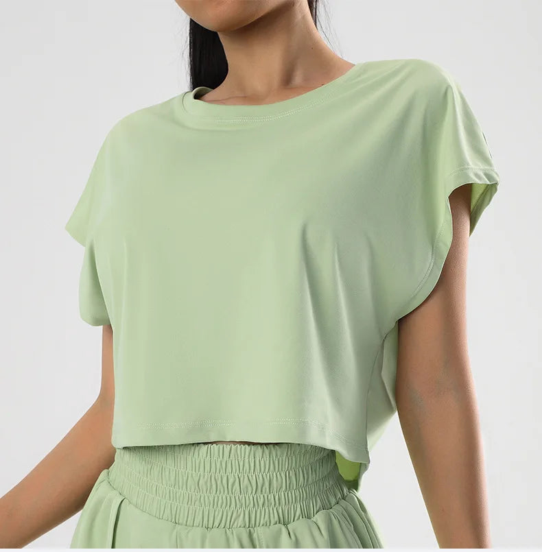 No. 6 Loungewear Top, Crop Top, Short Sleeve, Soft Essential, Boxy Boyfriend Hem