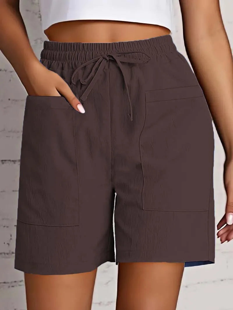 No. 2 Shorts, High-Waist, Mid-Thigh, Loose Fit, Front Flat Pockets With Draw String, Casual
