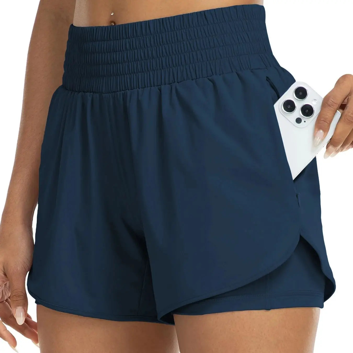 No. 1 Short, Breezy Runner, High-Waisted, Athletic, Layered Design With Under Shorts