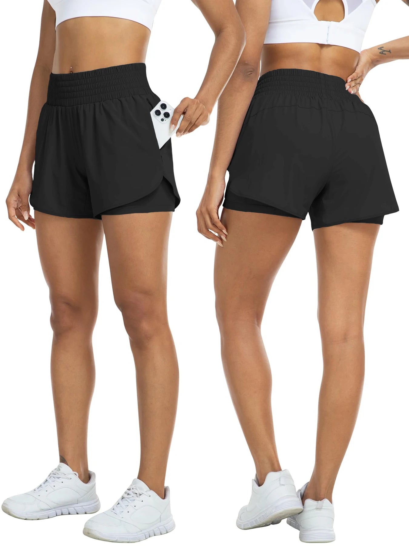 No. 1 Short, Breezy Runner, High-Waisted, Athletic, Layered Design With Under Shorts