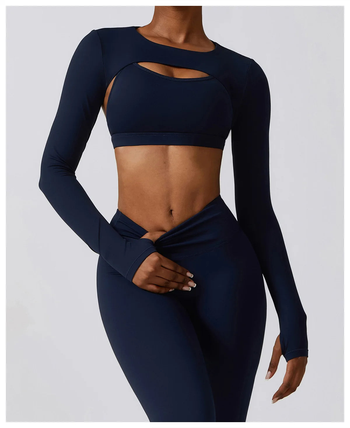 No. 3 Long Sleeve Shirt, Peekaboo Built In Bra, Cropped, Long Sleeve