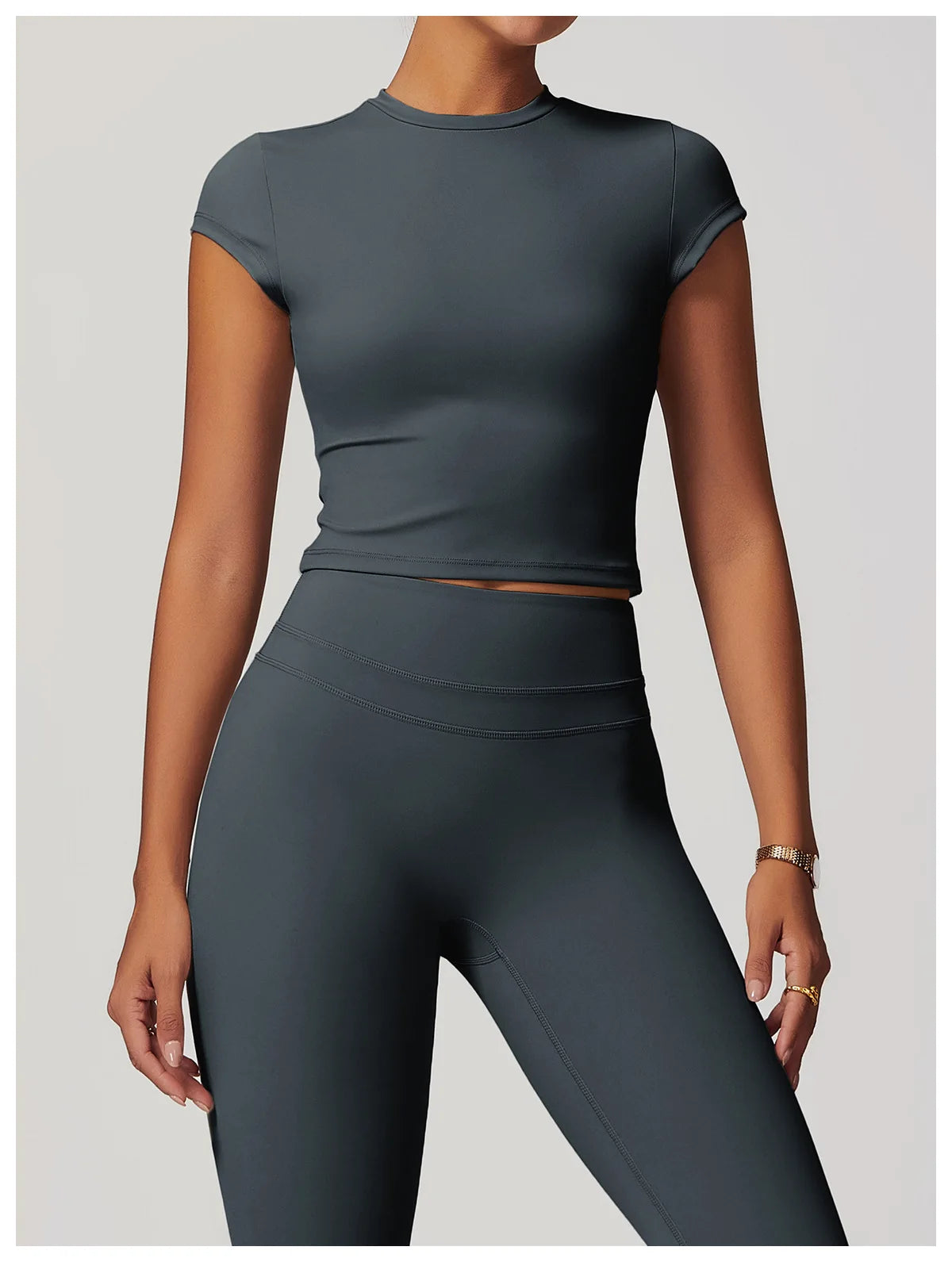 No. 2 Short Sleeve Shirt, Cross Training, Baby Doll Cut, Slim Fit, Waist Grazing Length, Dry Fit, Compressive