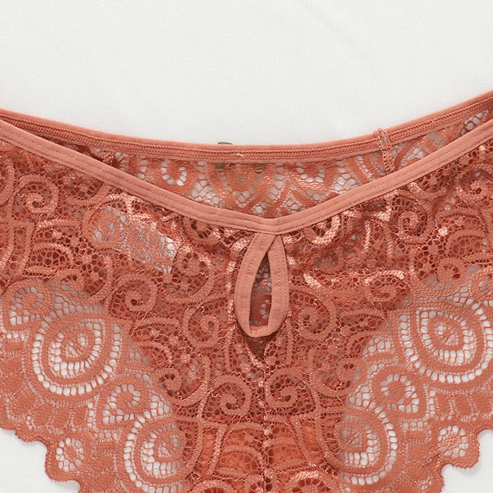 No. 5 Lingerie Panty, Low Rise, Lace, French Cut Rear With Key Hole and Scalloped Detailing