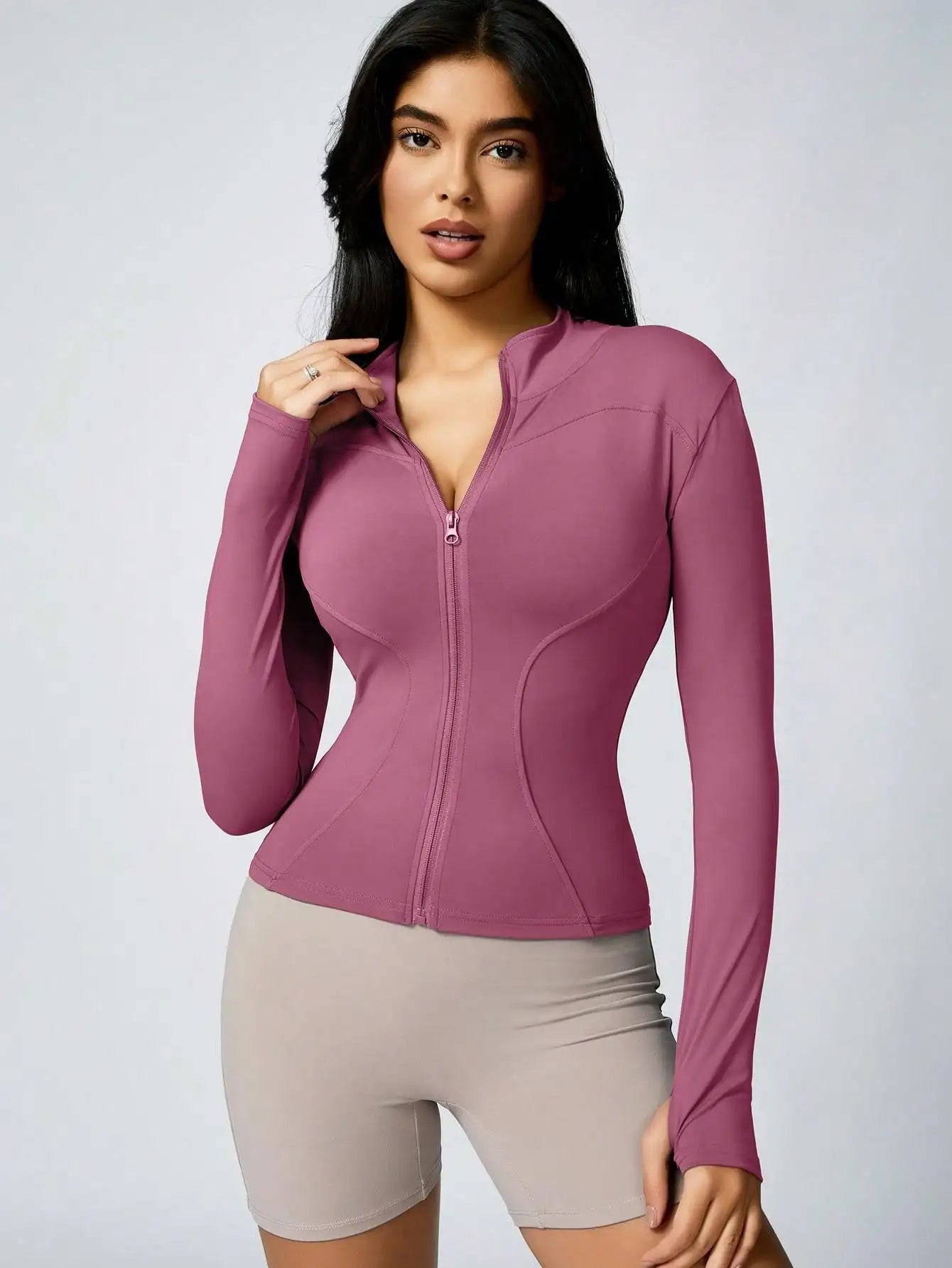 No. 3 Jacket, Hour Glass Piping, O Collar, Full Zip, Thumbholes, Athletic
