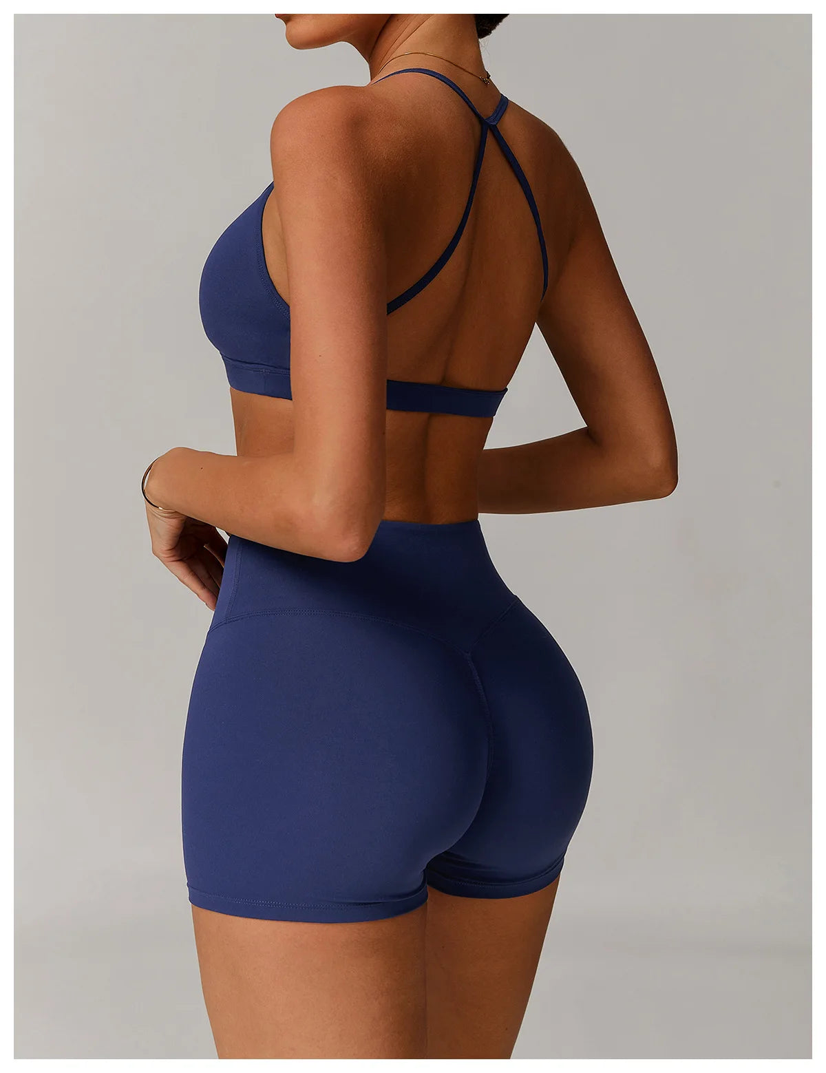 No. 2 Sports Bra, Plunging Neckline, Ruching Detailing, Halter Top, Open Back Design