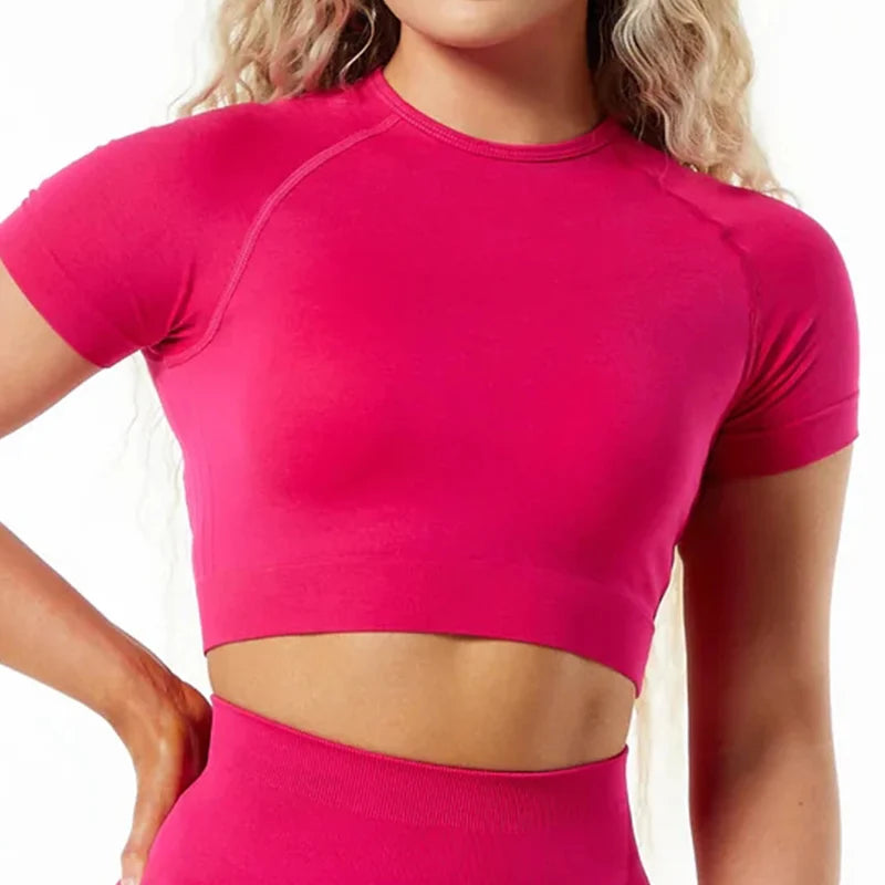 No. 5 Short Sleeve Shirt, Cropped Length, Supportive Waist Band, Cross Training, Compressive