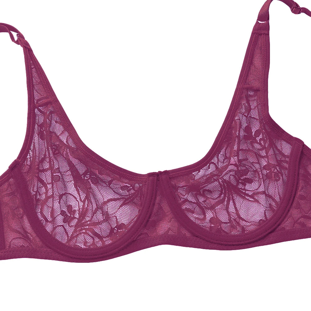 No. 5 Lingerie Bra, Sheer Bralette, French Lace, Intentionally Sheer, Adjustable