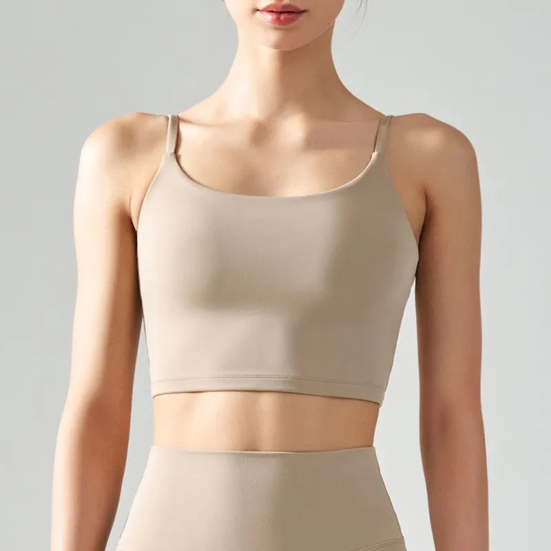 No. 7 Sports Bra, Scoop Back, Cropped Tank, Built in Pads, Buttery, Smoothing Fit
