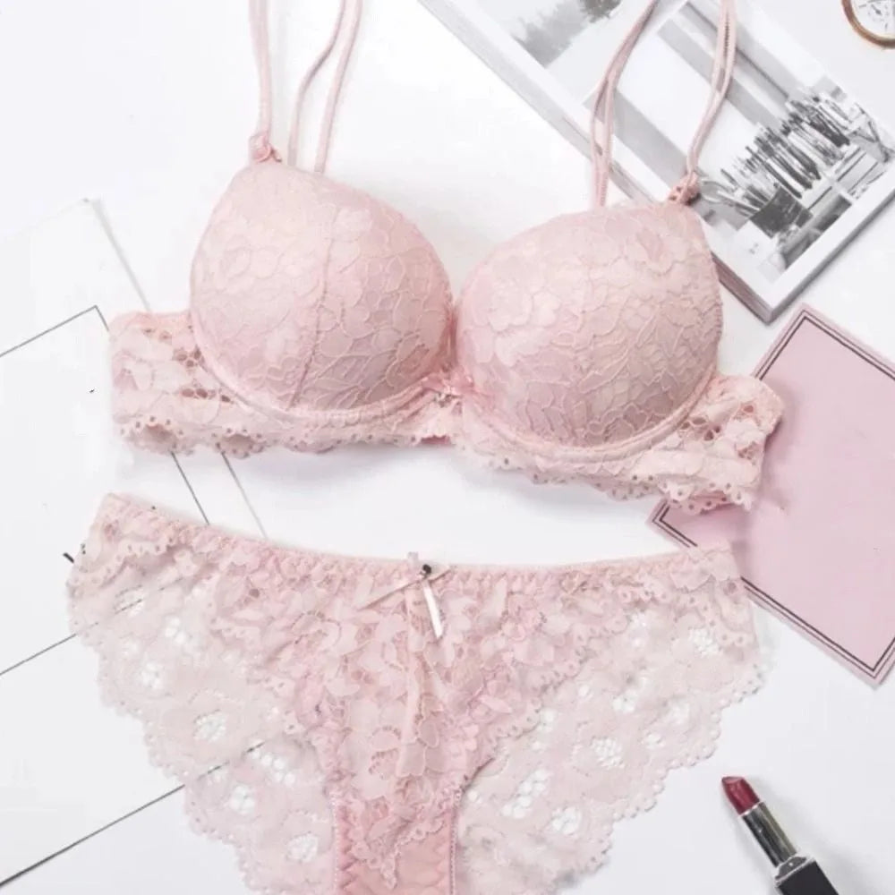 No. 5 Lingerie Set, 2 PC, Tear Shaped Push Up Bra With Full Coverage, Delicate, Lace Panty