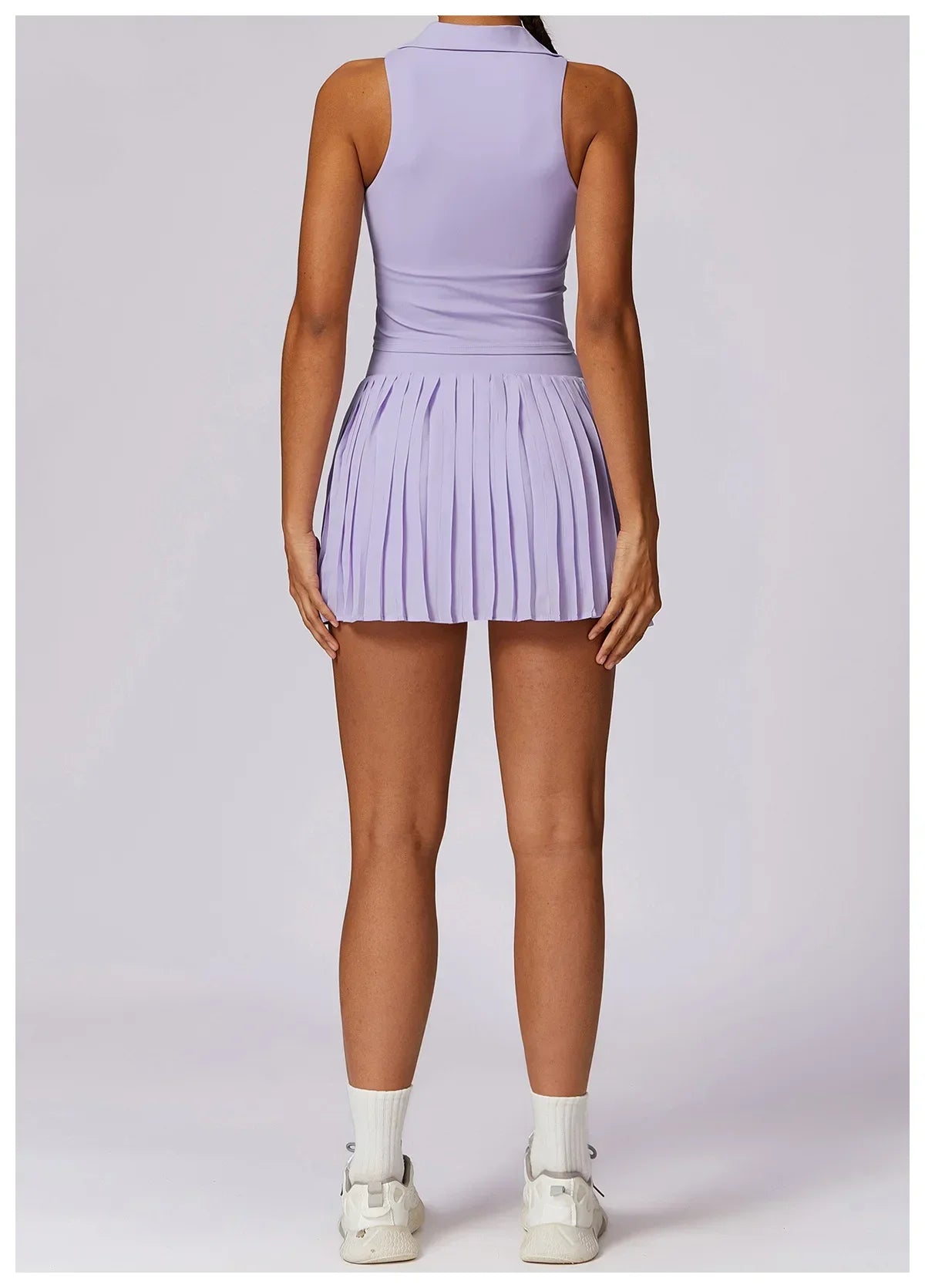 No. 7 Matching Set, Tennis Pleated Skirt With Under Shorts And Pocket, Sleeveless Collar Shirt