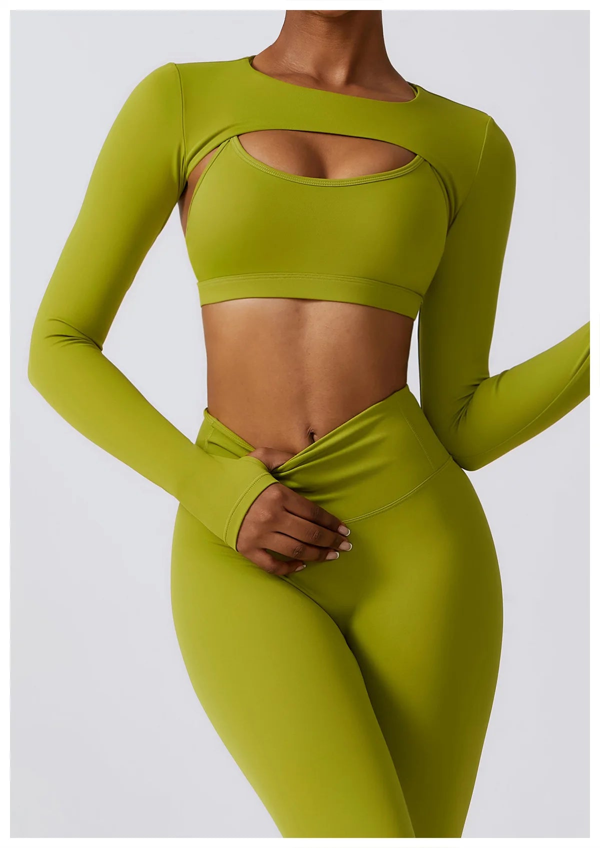 No. 3 Long Sleeve Shirt, Peekaboo Built In Bra, Cropped, Long Sleeve