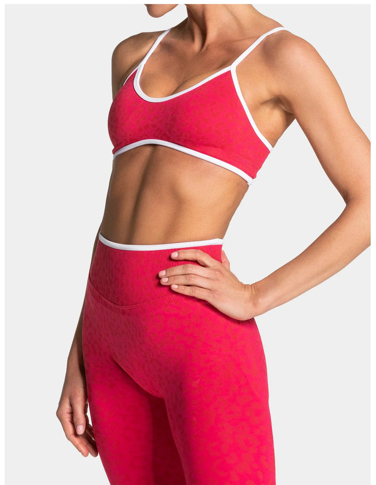 No. 1 Matching Set, Desert Leopard Performance 2 PC Set Scoop Neck Bralette, Premium Micro Ribbed, Seamless Legging