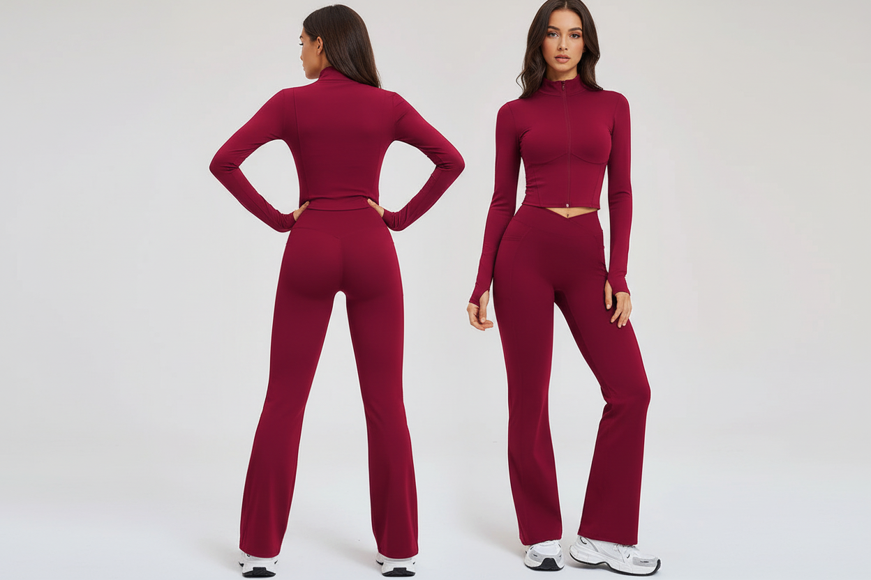No. 8 Jacket, 2PC, Cropped, Corset, Jacket With Crossover, High-Waist Flared Legging