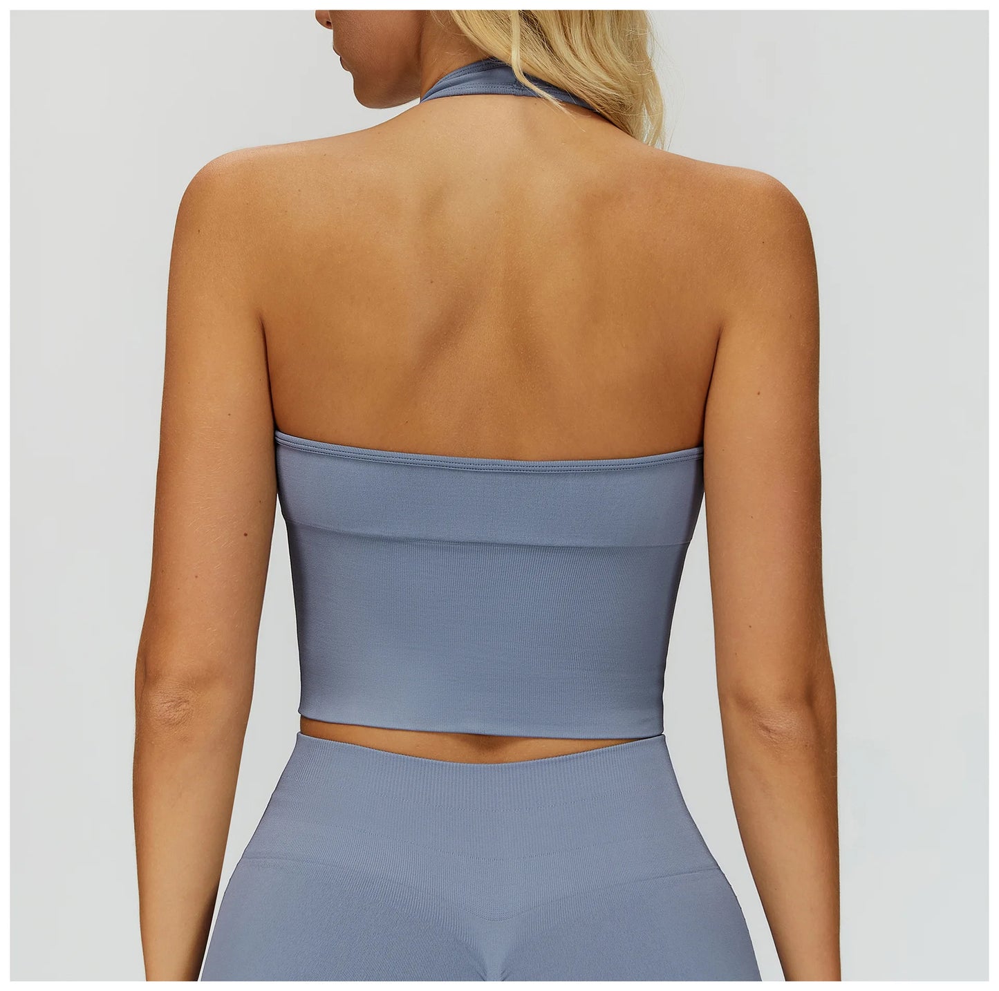No. 4 Sports Bra, Plunge V Neckline, Halter Top, Full Coverage, Butter, Smoothing